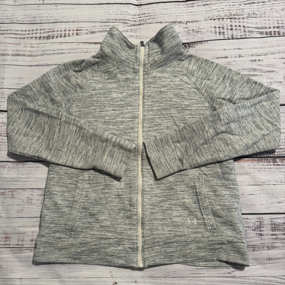 Under Armour Gray Full Zip Fleece Sweater Cold Gear Loose UA Women's Size L